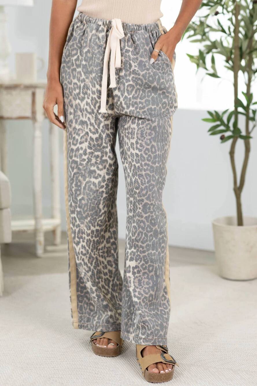 NEW KLD leopard track pants in cream